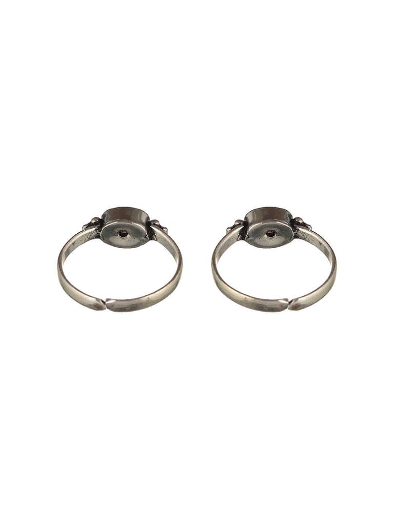 Set Of 2 Silver Plated Pink AD Studded Delicate Adjustable Toe Ring view 4