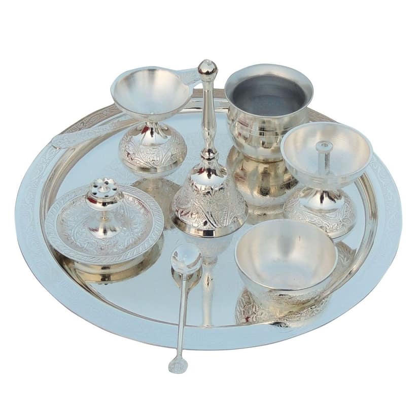 Decorative Brass Puja Thali Set | Premium Festive Collection, Height : 0.5 Inch (BMAS293 S) view 3