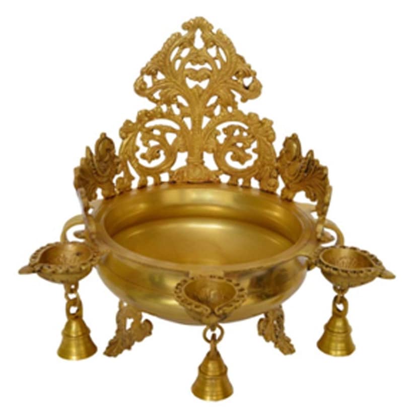 Brass Decorative Flower Urli - Gold Finish Metal Bowl, Diameter : 10 Inch (BSMAS1145 A) view 2