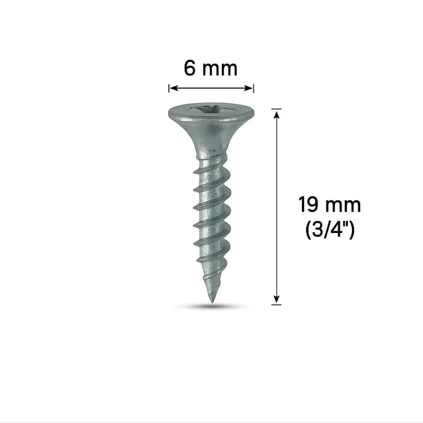 6 x 19 mm Drywall Screw (200 Pieces) - Zinc Plated (Silver Color) - 6 mm Head Diameter & 19 mm Length - 0.75" Drilling Screws - Plus (+) Drive Head - Ideal for Woodworking - Long-Lasting view 2
