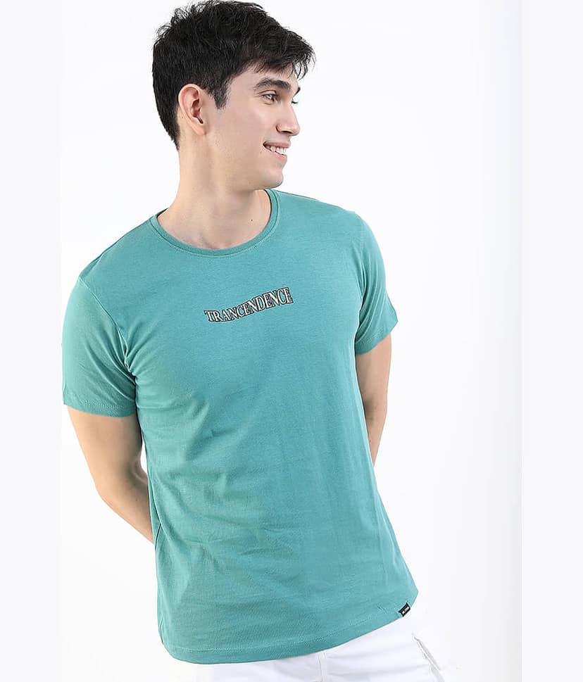 Highlander Men Cotton Slim Fit Printed T-Shirt ( Teal ) view 3