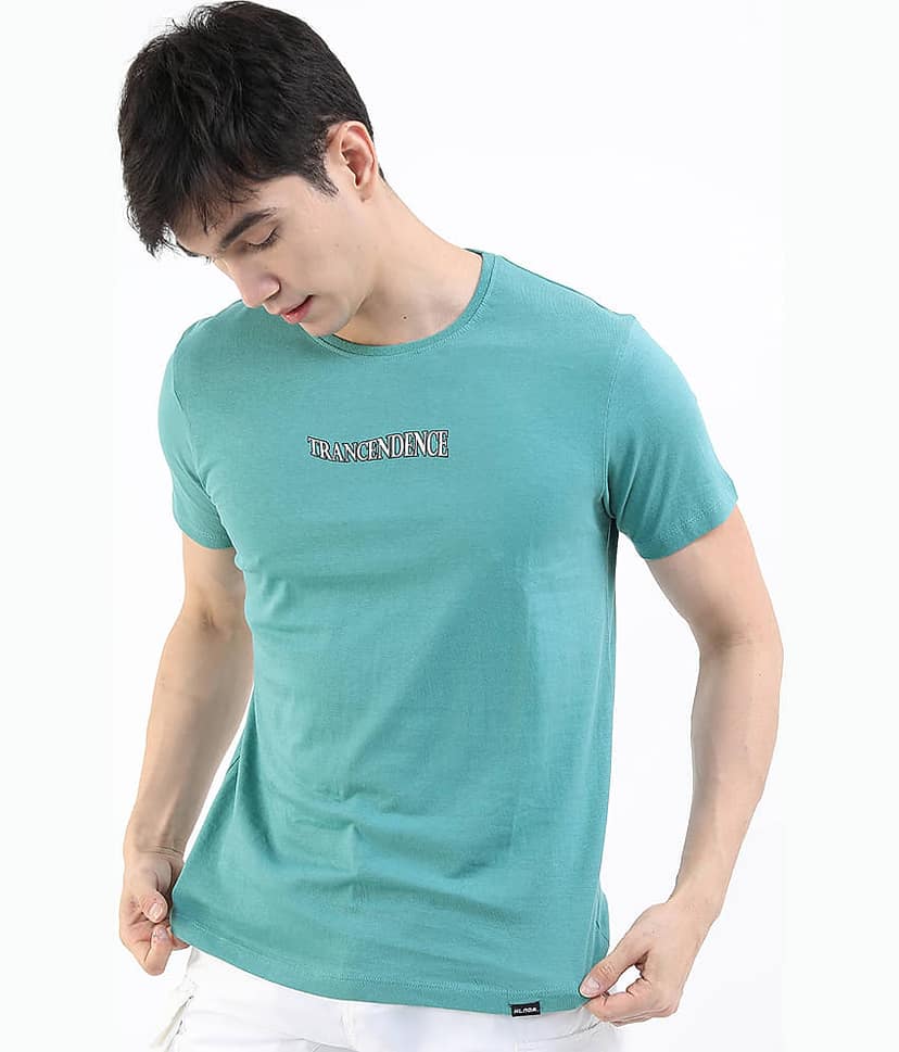 Highlander Men Cotton Slim Fit Printed T-Shirt ( Teal ) view 4