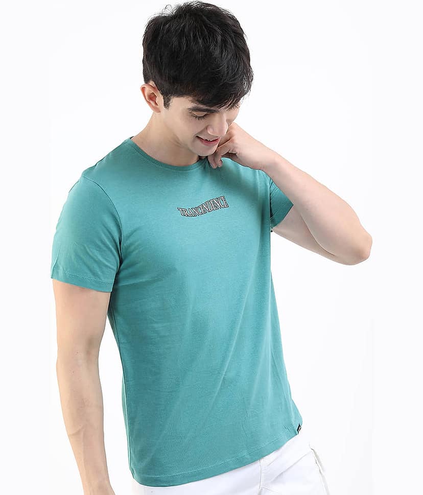 Highlander Men Cotton Slim Fit Printed T-Shirt ( Teal ) view 6