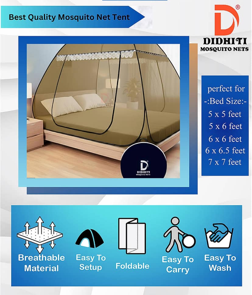 didhiti - White Polycotton Foldable Mosquito Net ( Pack of 1 ) view 2