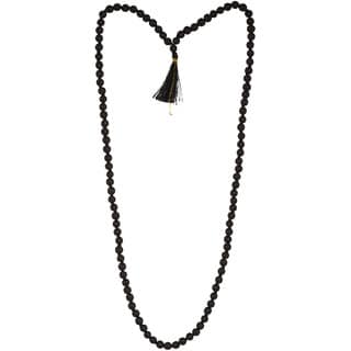 KESAR ZEMS Natural BLACK EBONY KARUNGALI Pure Wood 8MM Prayer Rosary 108+1 Beads Jap Mala For Meditation (42 x 2 x 1 cm