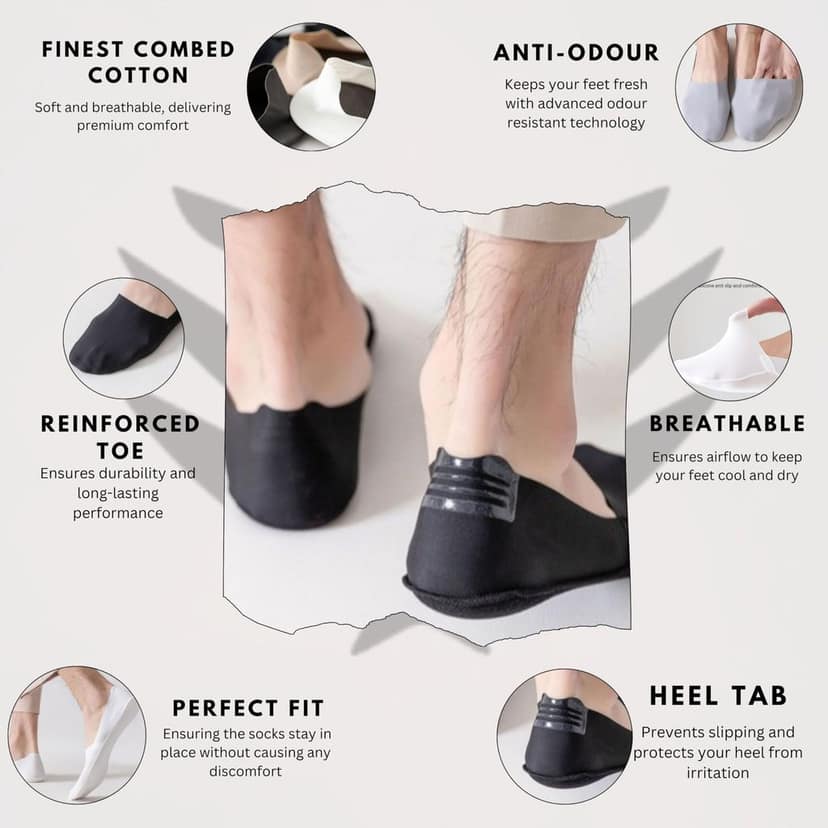Sockscarving Pack of 5 No Show Socks, Super Grip Edition, Made With Durable & Breathable Cotton, Free Size, Suitable for all Season, Soft & Breathable, Daily Use view 3