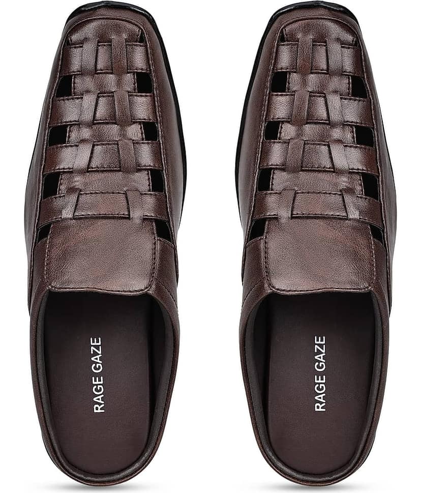 RAGE GAZE HALF SHOE BROWN NEW STYLE - Brown Men's Sandals