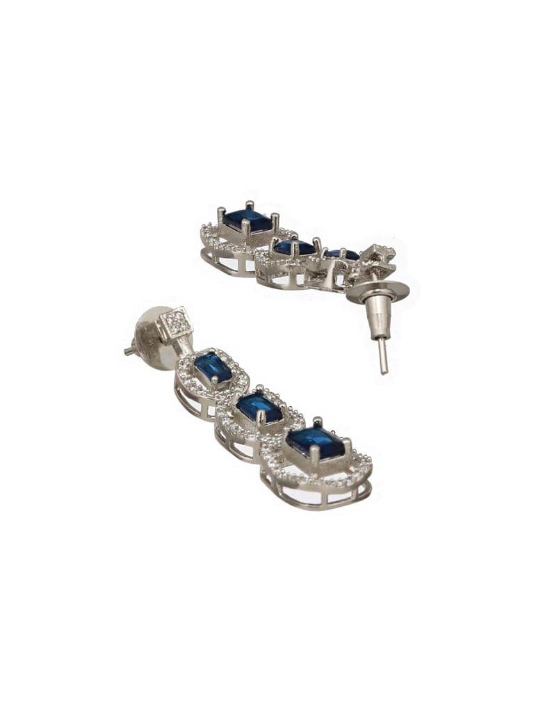 Silver Plated Blue Zircon Studded Double Lined Bridal Designer Jewellery set view 8