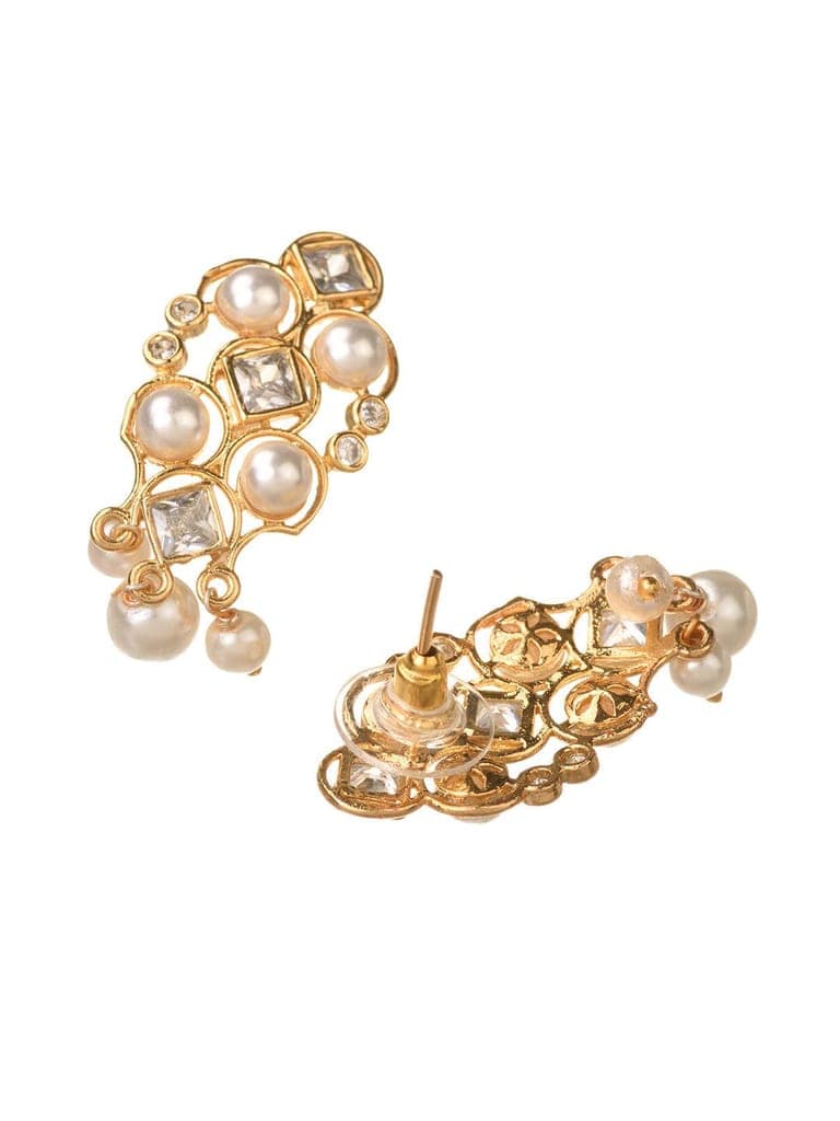 Gold Plated Polki AD Studded Pearl Beaded Intricate Choker Jewellery Set view 7