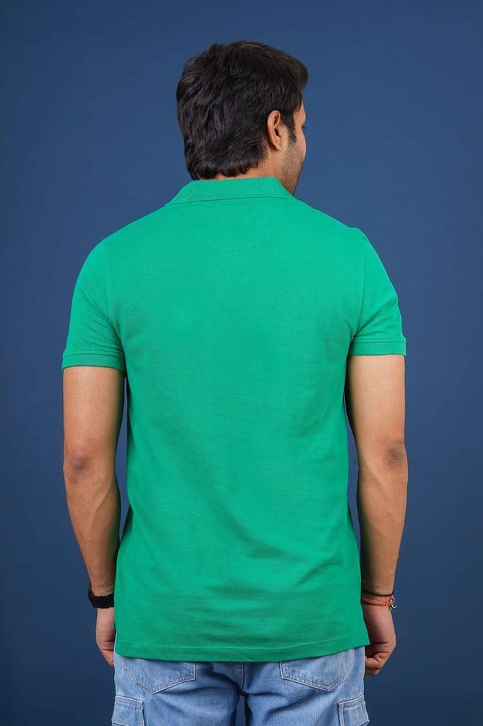 Men's Green Embroidery Polo T-Shirt view 3