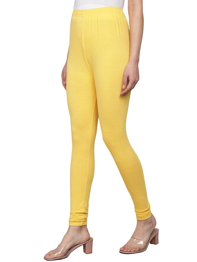 SOFT COLORS Women's Skinny Fit Ethnic Wear Churidar Leggings (Mango Yellow) view 2