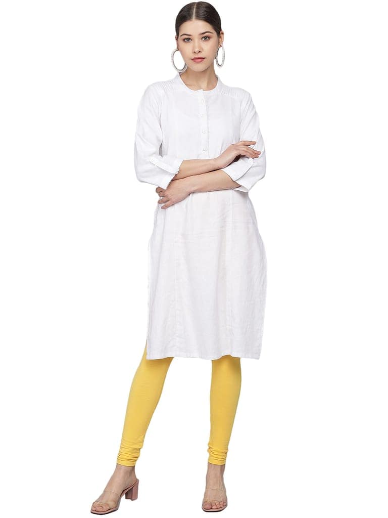 SOFT COLORS Women's Skinny Fit Ethnic Wear Churidar Leggings (Mango Yellow) view 4