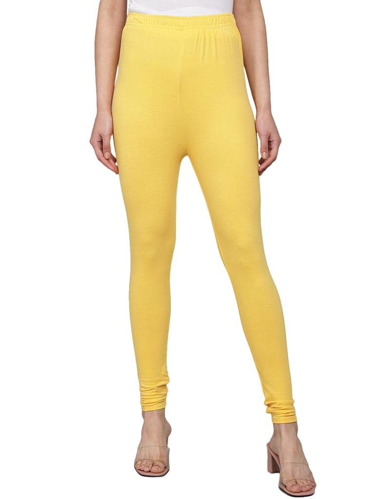 SOFT COLORS Women's Skinny Fit Ethnic Wear Churidar Leggings (Mango Yellow) view 6