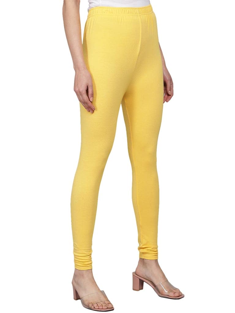 SOFT COLORS Women's Skinny Fit Ethnic Wear Churidar Leggings (Mango Yellow) view 7