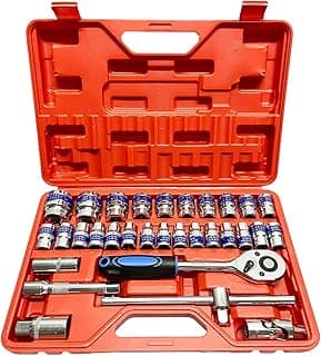Inditrust Heavy 32Pc 1/2 Inch Ratchet Socket set Wrench Spanner Tool Set, CR-V Combinational Goti Set with Carry Box for Car, Bike & Automobile Repair Tool Kit