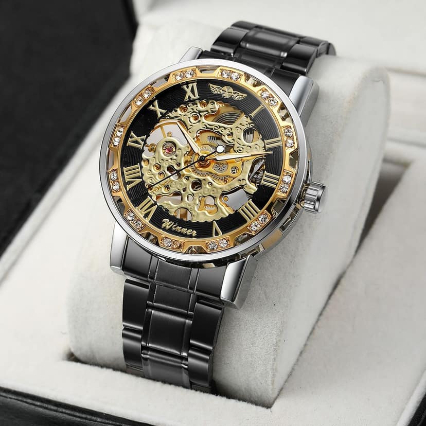 Khrist Auto Kinetics Classic Ease: Timepiece Portfolio Inside Revolving Gears Uncomplicated Grace: Automatic Mechanical Watch Collection Simplistic Elegance Analog Watch For Men view 10