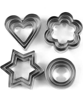 SHB Stainless Steel Cookie Cutter Shapes for Kids Flower, Round, Heart, Star Biscuit Metal Molds Cutters for Kitchen,Baking,Cutlet, Pastry Tools - 12 pcs Each Set