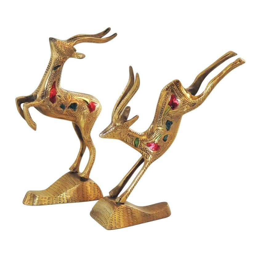 Antique Finish Brass Running Deer Sculpture for Home Decor, Height : 7 Inch (ANMAS023 C) view 3