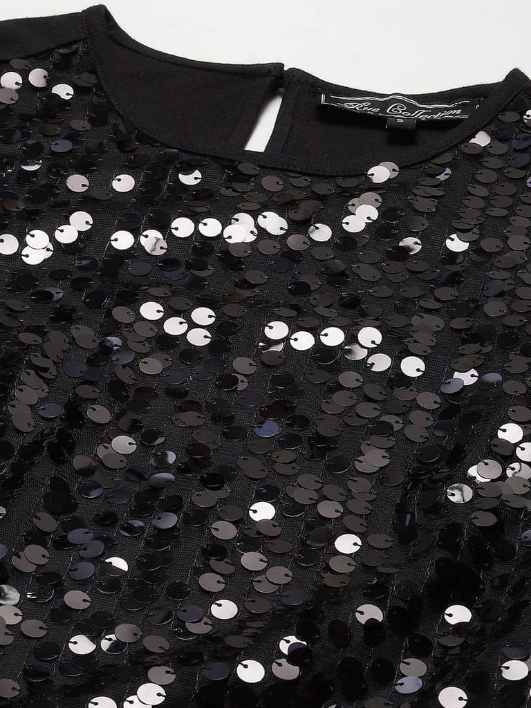Black Embellished Net Sheath Dress view 6