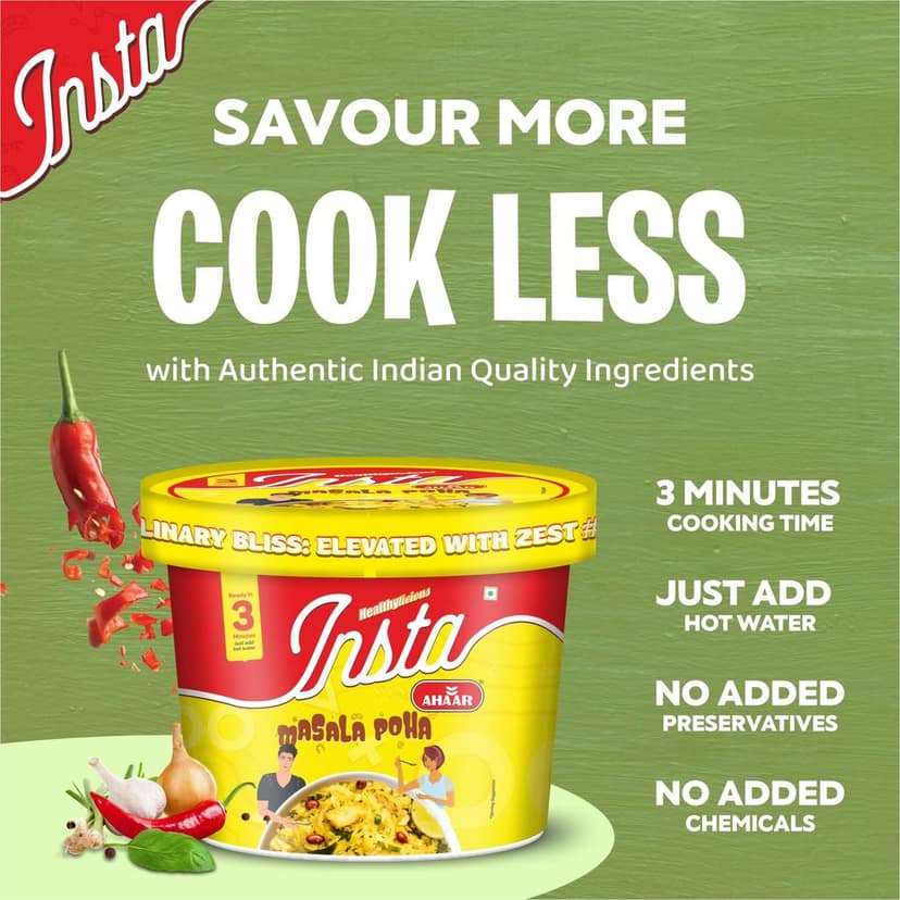 INSTA AHAAR Ready-to-Eat Cuppa Poha, Instant Healthy High Energy Breakfast and Snack view 3