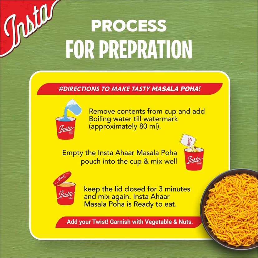 INSTA AHAAR Ready-to-Eat Cuppa Poha, Instant Healthy High Energy Breakfast and Snack view 5