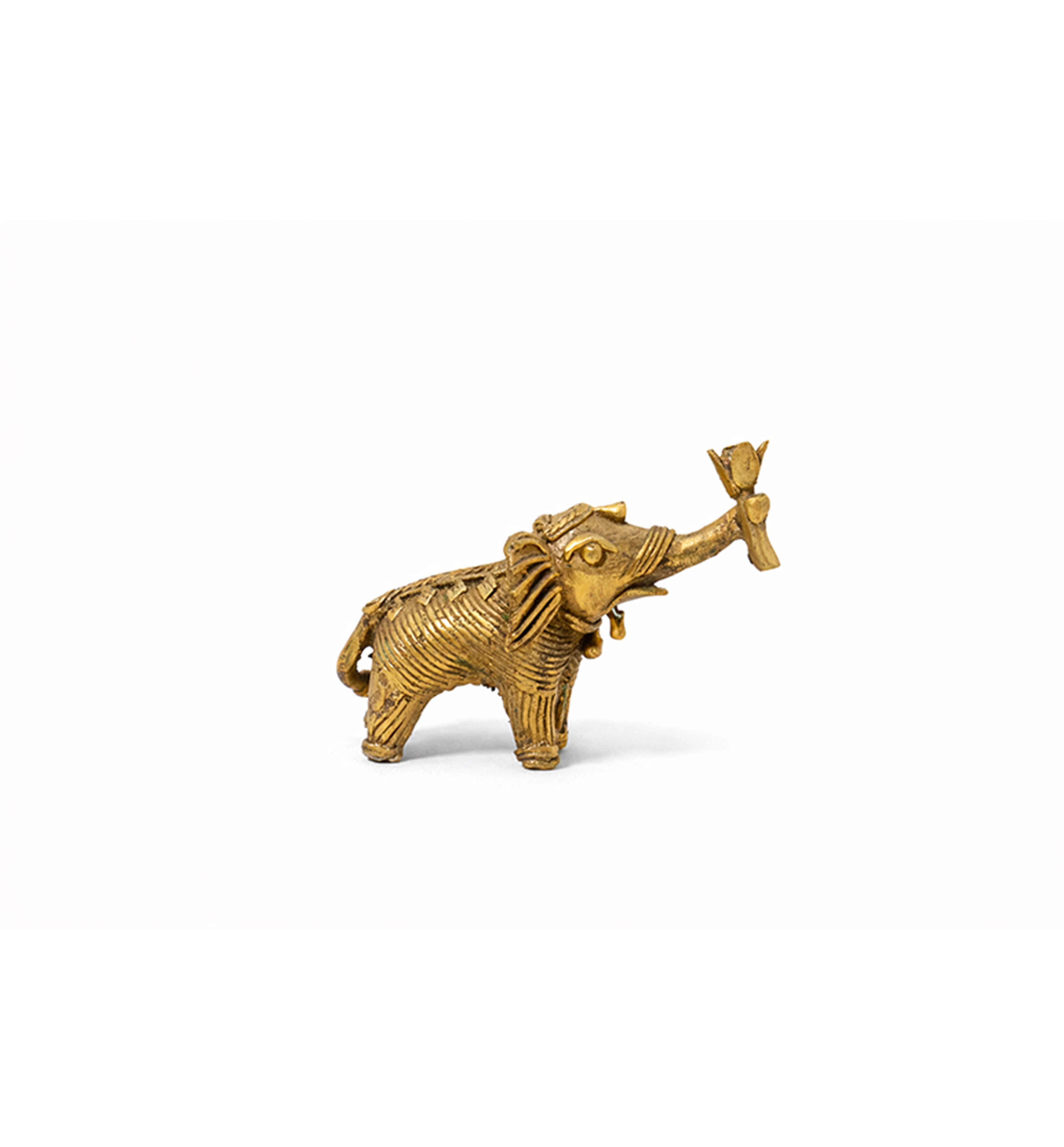 Handcrafted Brass Elephant with Lotus – Small (Decorative Tail) | Bhareva Craft Showpiece view 2