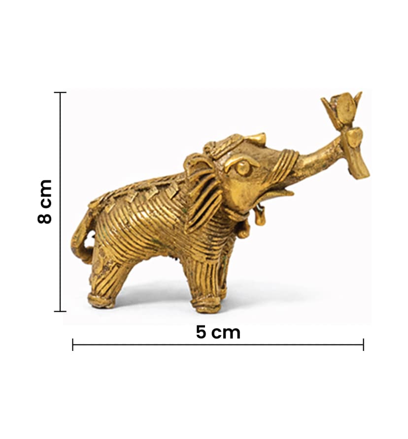 Handcrafted Brass Elephant with Lotus – Small (Decorative Tail) | Bhareva Craft Showpiece view 8