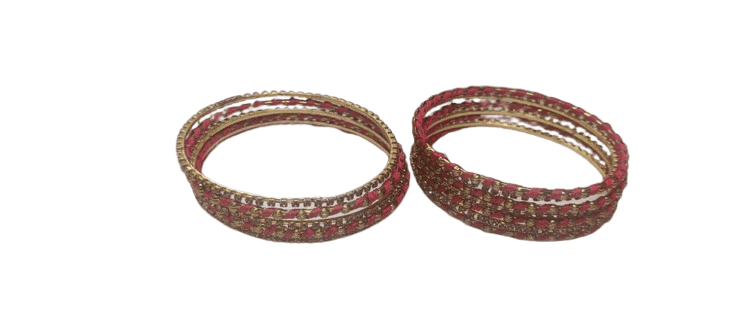 Red and Gold Bangles Set of 8 view 3