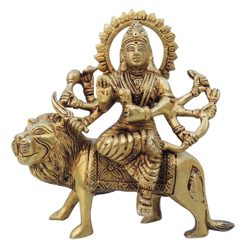 Brass Durga Ji Divine Goddess Idol - Perfect for Home Temple Decor, Height : 6 Inch (BSMAS1028 D) view 2