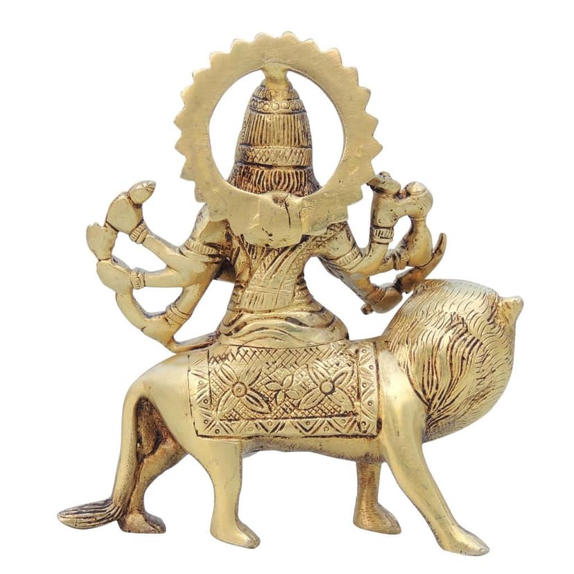Brass Durga Ji Divine Goddess Idol - Perfect for Home Temple Decor, Height : 6 Inch (BSMAS1028 D) view 3