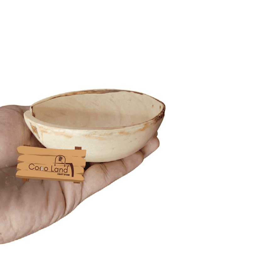 CocoLand Coconut Shell Pudding Pot Oval Shape (150-250 ml) M-L Size Coconut Oil Polished