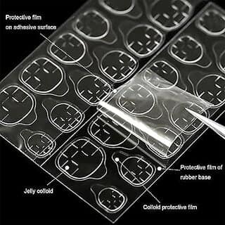 Nail Glue 8 Sheets Double-Sided Nail Jelly Sticker Waterproof Breathable Glue Tabs Jelly Glue Adhesive Tabs Super Sticky Fake Stickers for Manicure (8 Sheets 192 pcs 6.2 cm) view 2