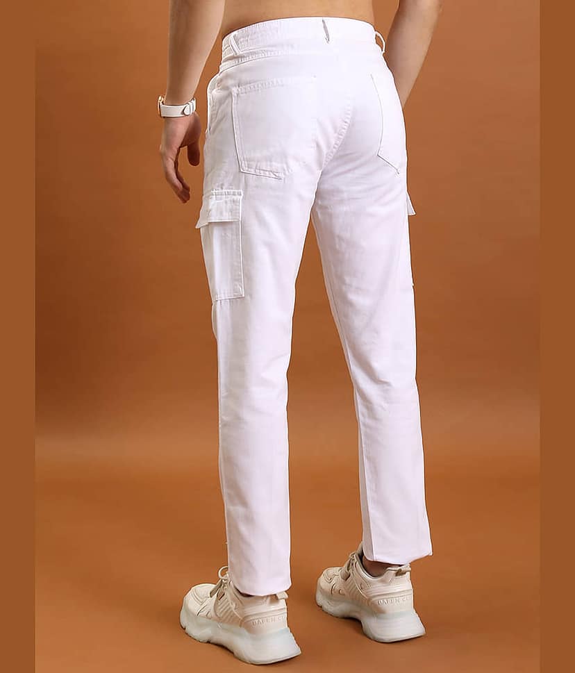 Highlander Regular Flat Men's Cargos - White ( Pack of 1 ) view 3