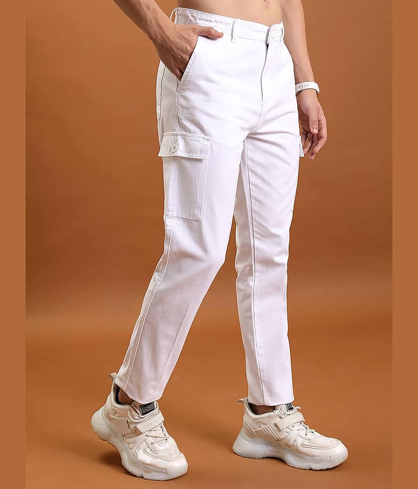 Highlander Regular Flat Men's Cargos - White ( Pack of 1 ) view 6