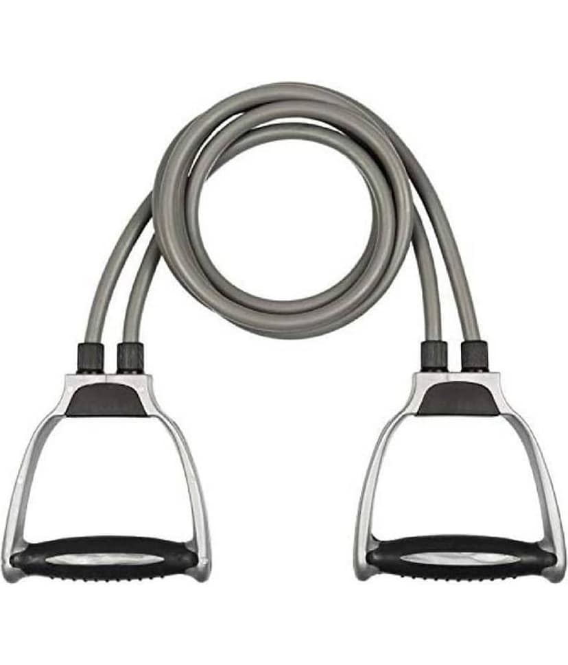 Double Toning Resistance Tube Pull Rope Elastic Rubber Exercise Band for Stretching, Workout, Home Gym and Toning with Heavy Quality D Shaped Handles