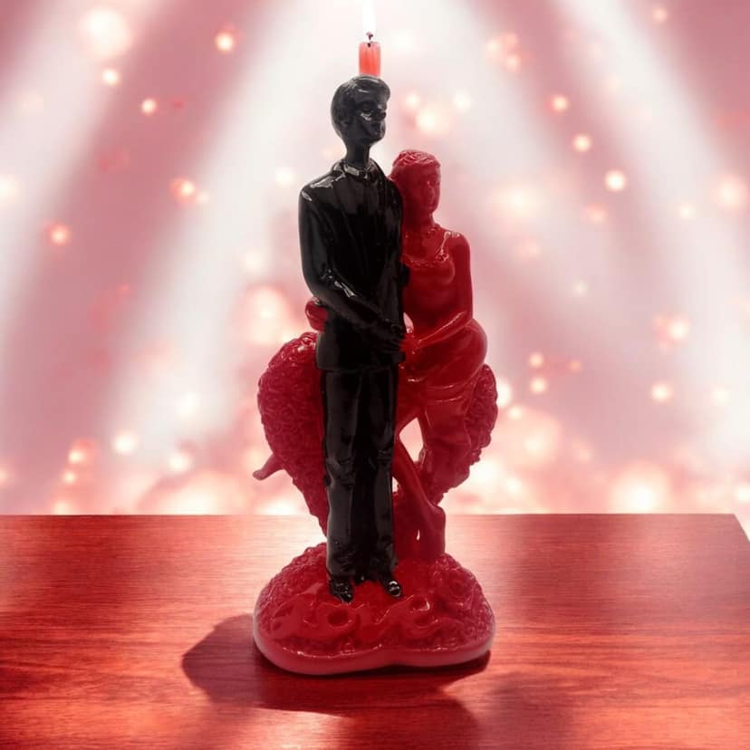 AMS Romantic Couple Red & Black Showpiece � Elegant Home Decor & Gift for Girlfriend, Boyfriend, Wife, Husband | Anniversary, Wedding, Proposal & Valentine�s Day Romantic Figurine � 12 cm view 2