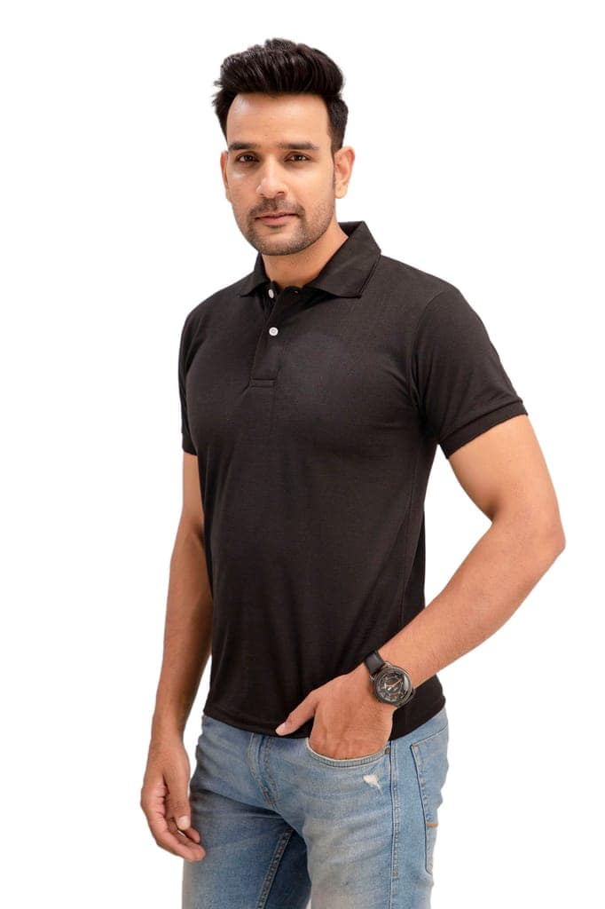 Men's Cotton Rich Solid Polo T-Shirt Regular Fit view 4