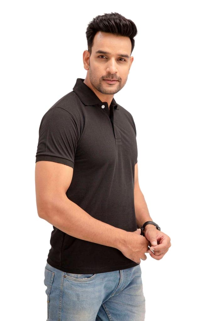 Men's Cotton Rich Solid Polo T-Shirt Regular Fit view 5
