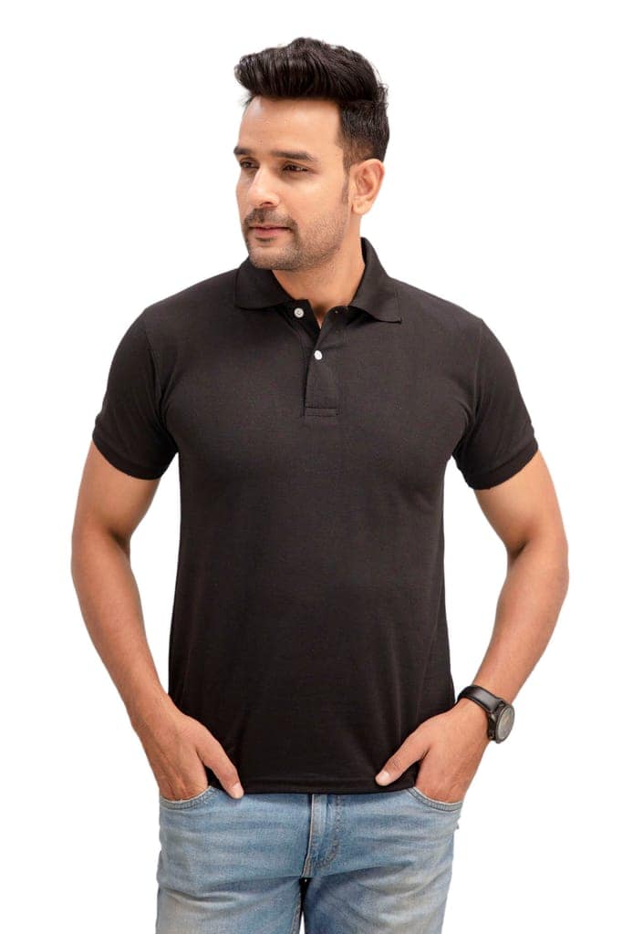Men's Cotton Rich Solid Polo T-Shirt Regular Fit view 6