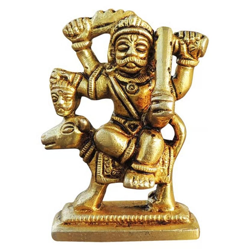 Brass Bhairav Baba Murti � Traditional Brass Spiritual Decor Idol, Height : 2.7 Inch (BSMAS968 X) view 2