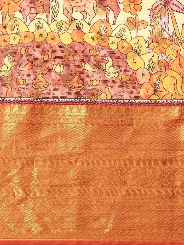 Women's Kalamkari Print with Regal Weave Silk Saree With Unstiched Blouse Piece view 4