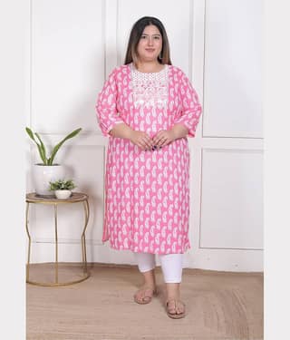 HIGHLIGHT FASHION EXPORT Women Cotton Printed Straight Kurti ( Yellow )