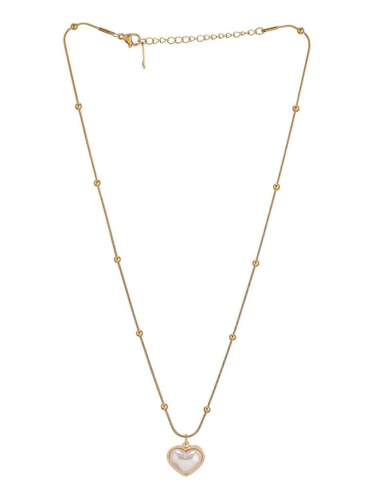 Gold Toned Pearl Beaded Heart Charm Pendant Necklace & Chain view 6