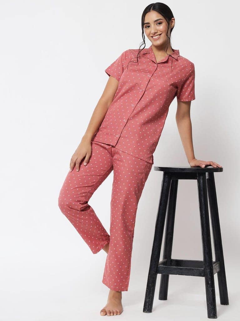 Printed Nightsuit For Women With Pockets in Pyjamas N79Rc view 2