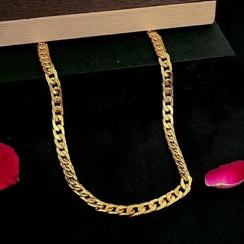 Lovemi Movements Golden Chain For Men Boys Exclusive Gold Plated Golden Thin Neck Chain view 2