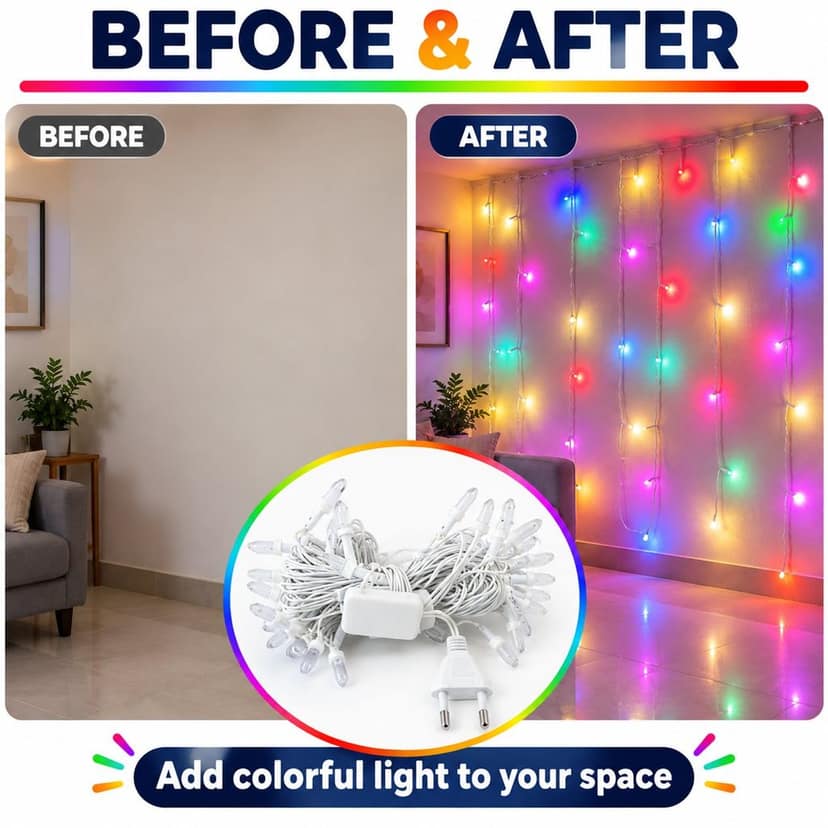 Multicolor LED String Light Series with White Wire for Decor (9 Mtr Approx) view 2