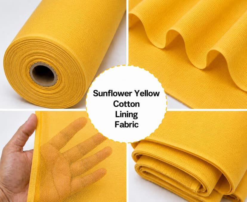 Sunflower Yellow Cotton Lining Fibre – Chhota Panna, Sunflower Yellow Cotton Lining Fabric, Yellow Cotton Lining Cloth, Cotton Inner Lining Fabric, Cotton Lining Material view 3