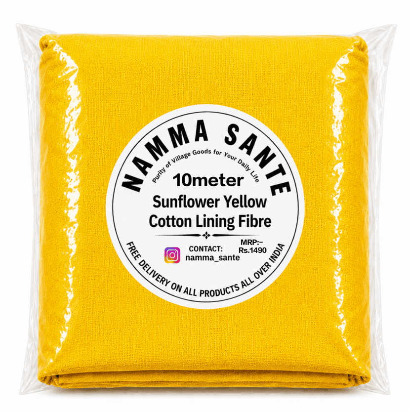 Sunflower Yellow Cotton Lining Fibre – Chhota Panna, Sunflower Yellow Cotton Lining Fabric, Yellow Cotton Lining Cloth, Cotton Inner Lining Fabric, Cotton Lining Material view 4