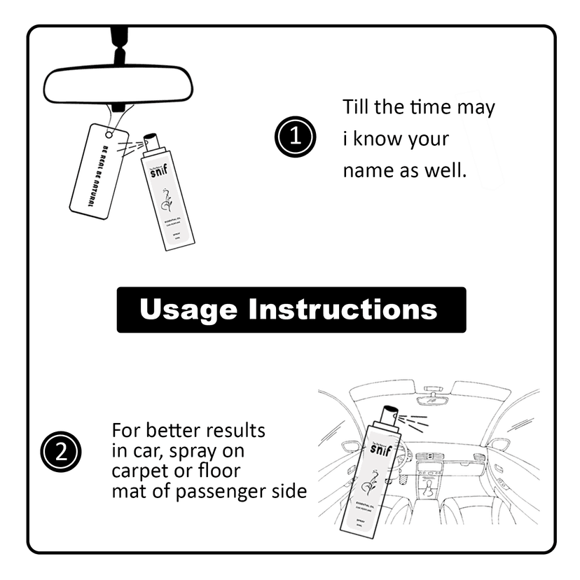 Essential Oils Car Perfume Spray in Glass Bottle with 2 Hanging Tags | 50ml White Oudh Fragrance Car Air Freshener view 2