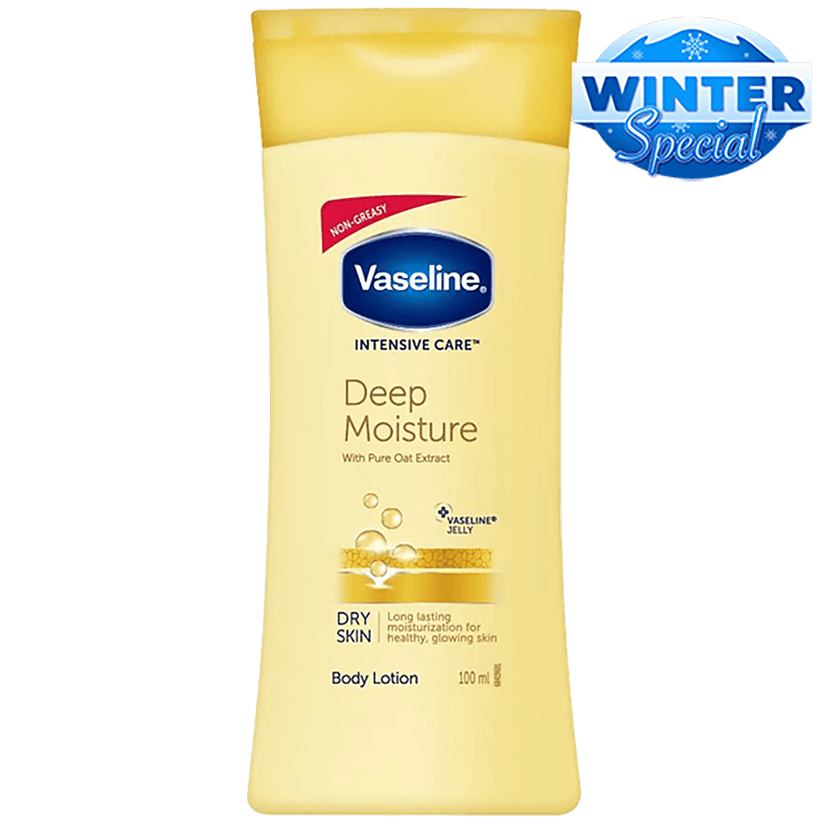 Vaseline Intensive Care Deep Moisture Body Lotion - Dry Skin, With Pure Oat Extract, Long Lasting Moisturisation, 100 Ml
